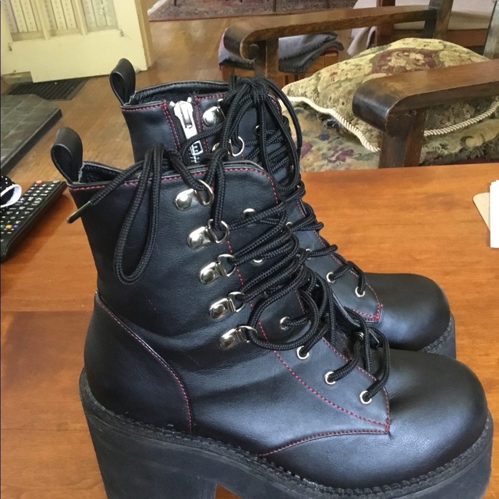 Demonia black gothic assault combat boots